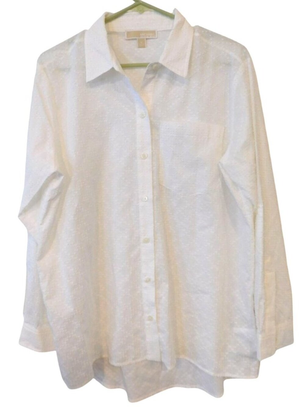Michael Kors Womens Sz M White Textured Blouse Lightweight Coastal